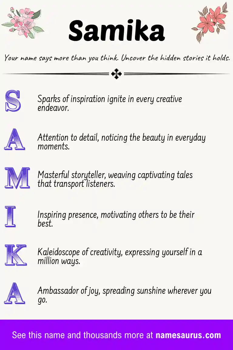 Acrostic poem about Samika.
