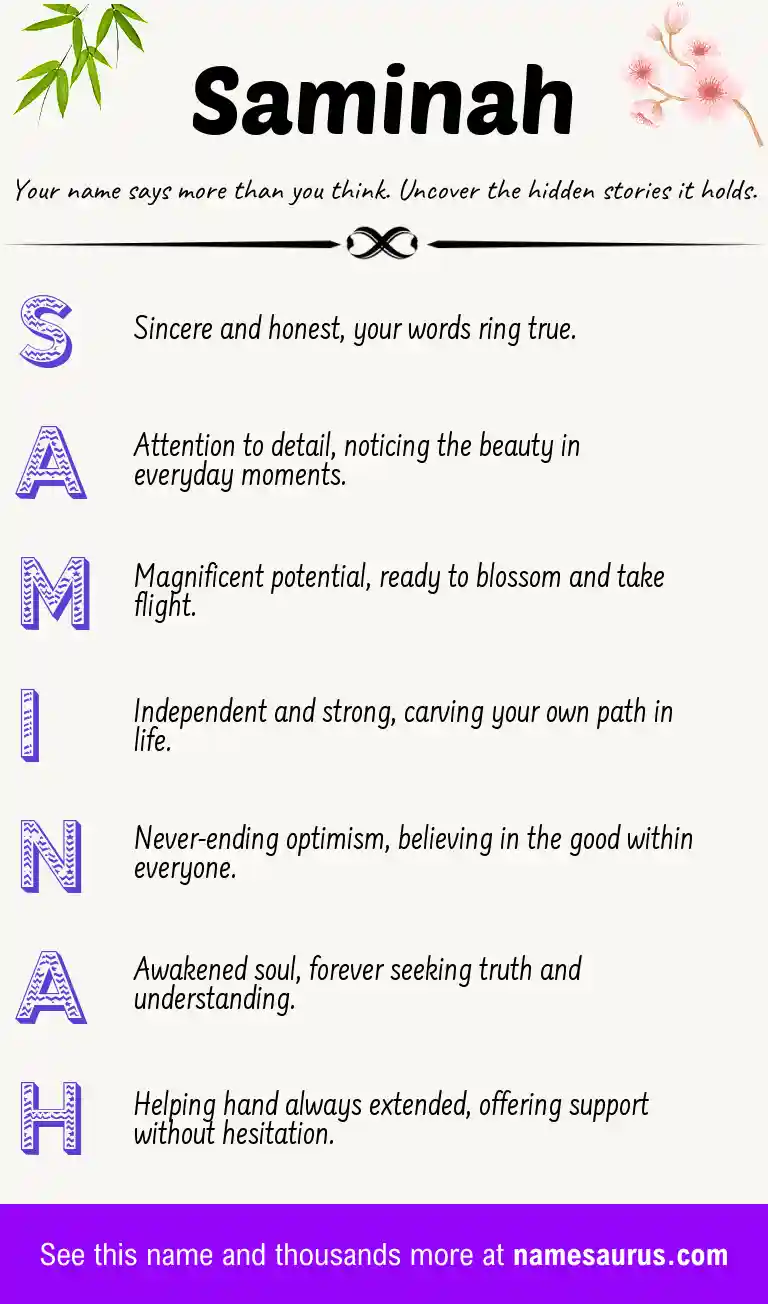 Acrostic poem about Saminah.