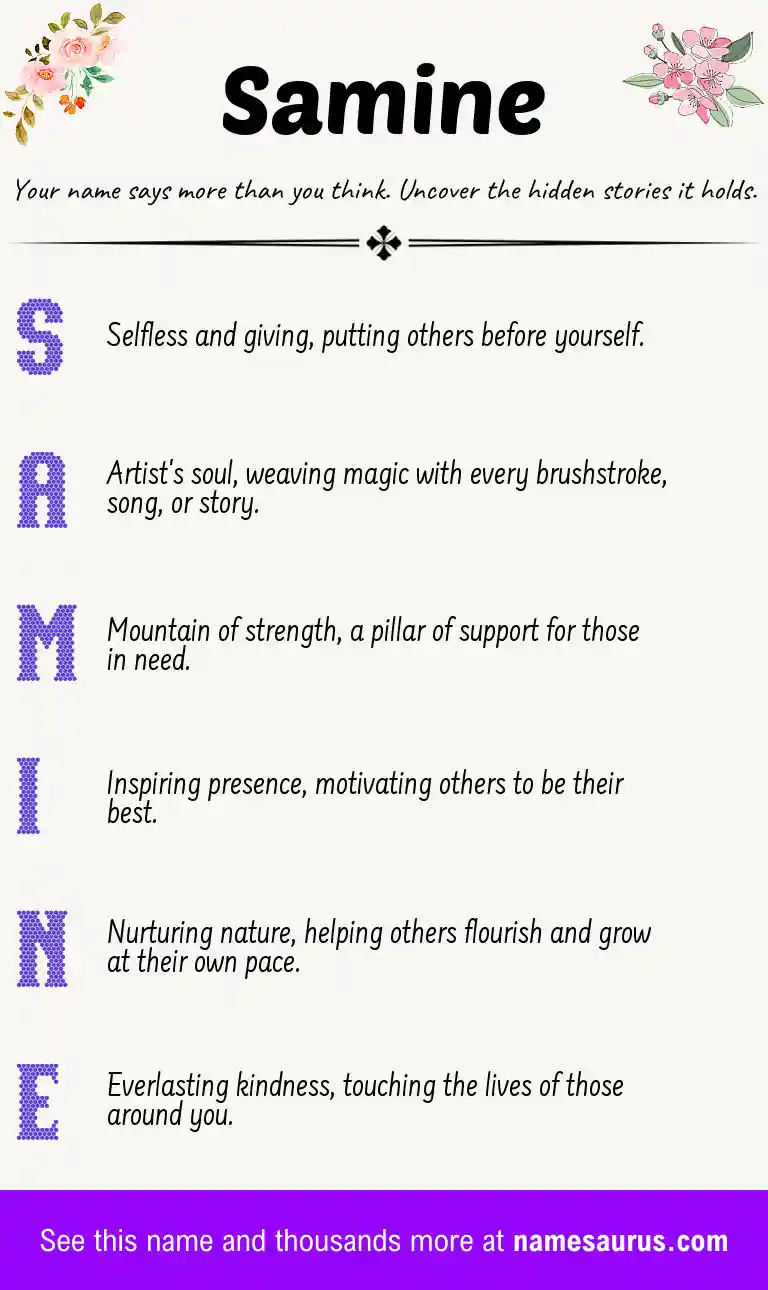 Acrostic poem about Samine.