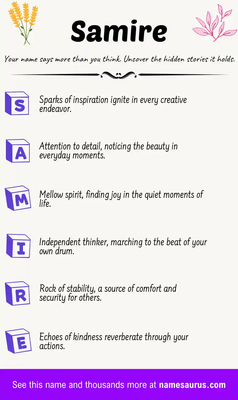 Acrostic poem about Samire.
