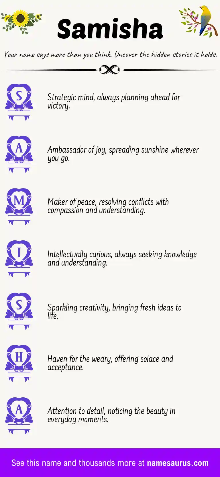 Acrostic poem about Samisha.