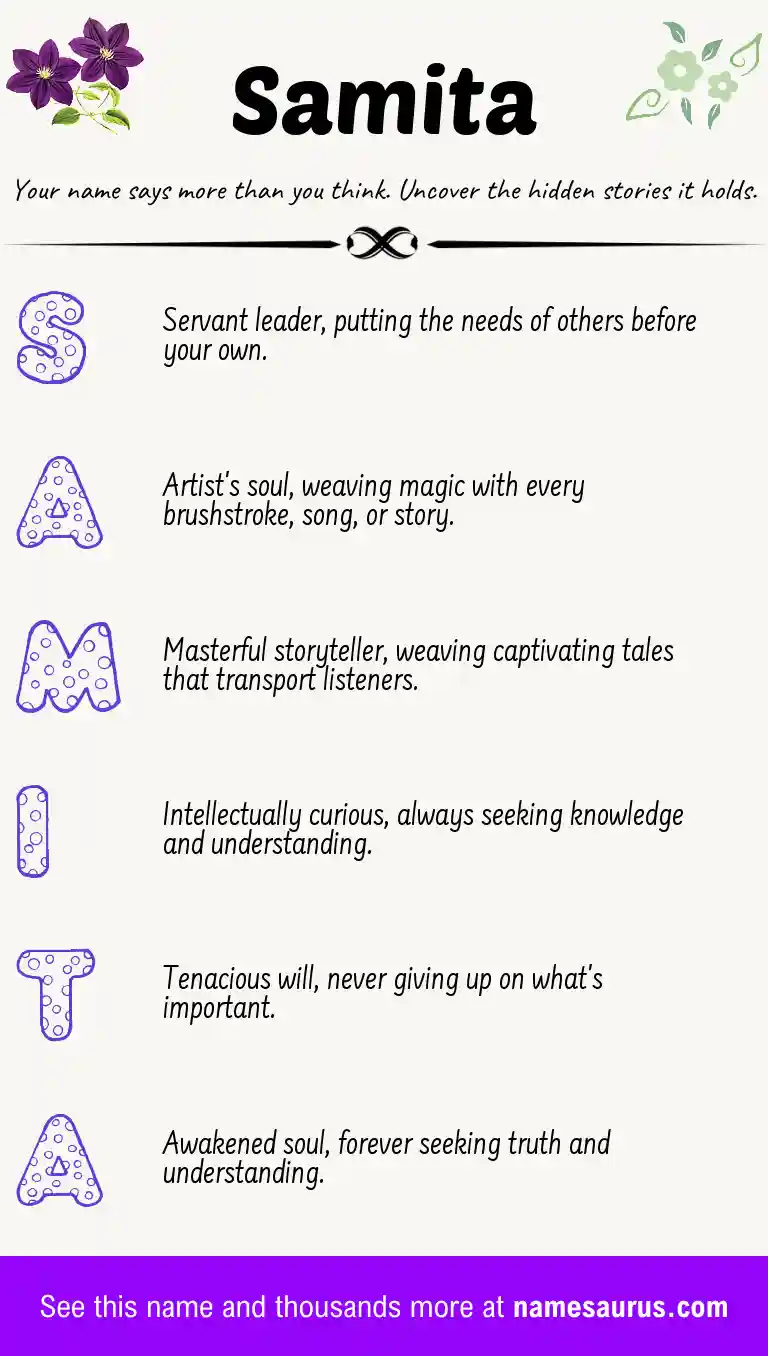 Acrostic poem about Samita.
