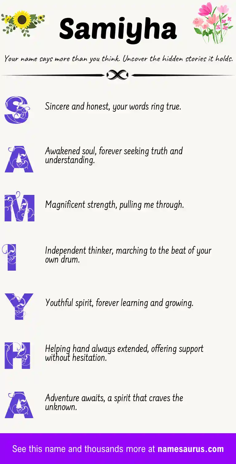 Acrostic poem about Samiyha.