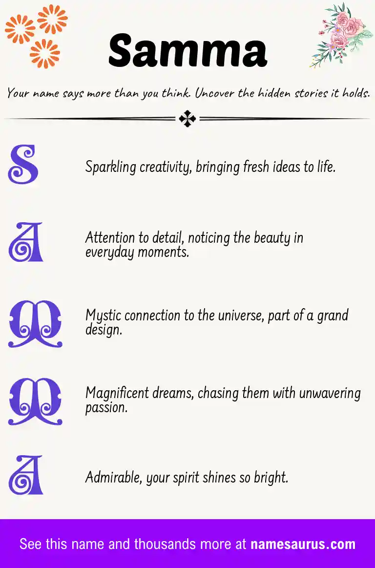 Acrostic poem about Samma.