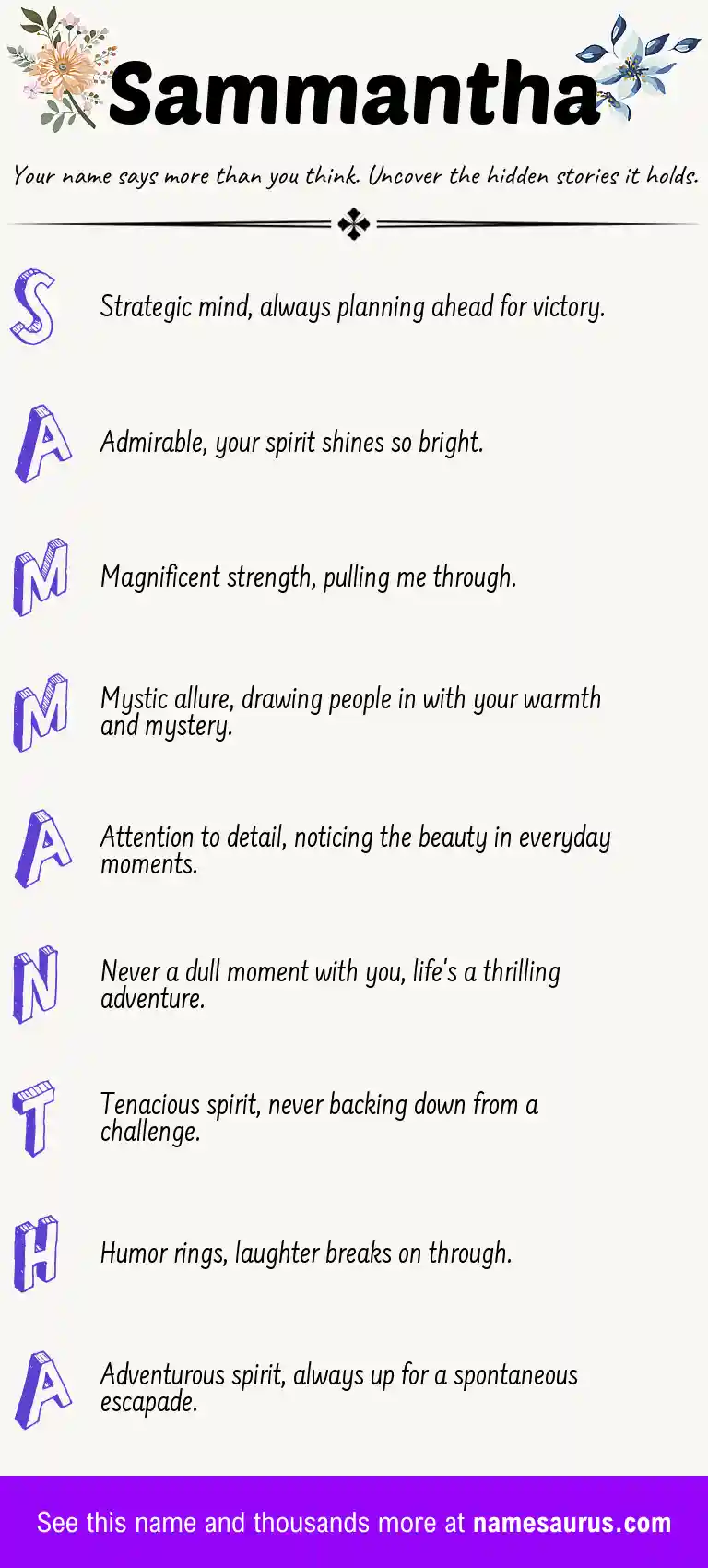 Acrostic poem about Sammantha.