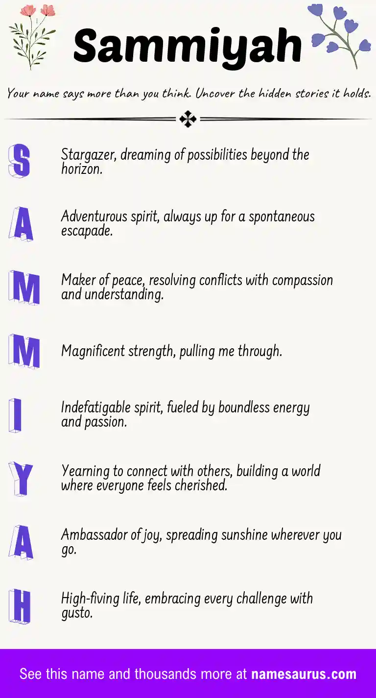 Acrostic poem about Sammiyah.