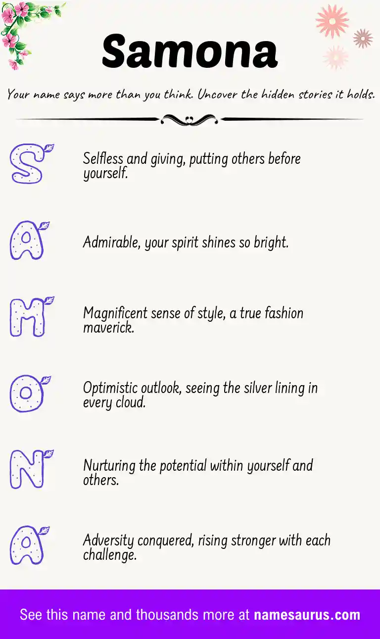 Acrostic poem about Samona.