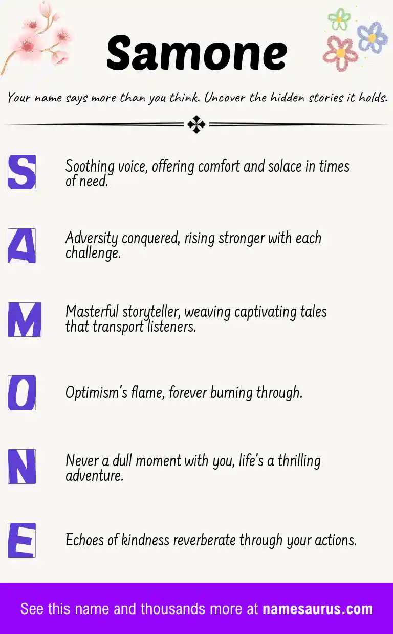 Acrostic poem about Samone.