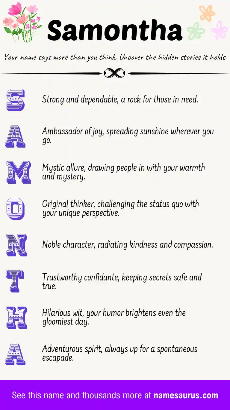 Acrostic poem about Samontha.