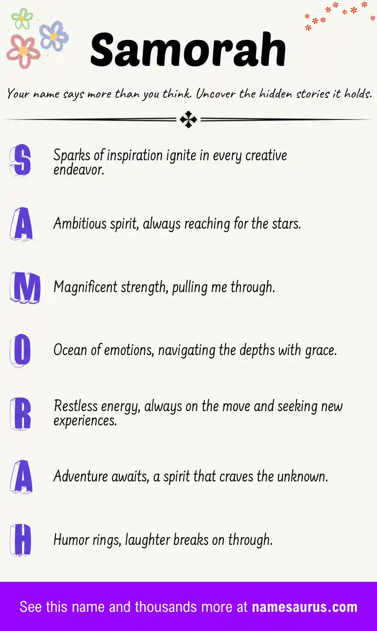 Acrostic poem about Samorah.