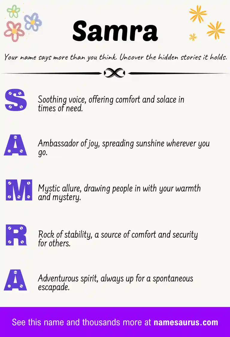 Acrostic poem about Samra.