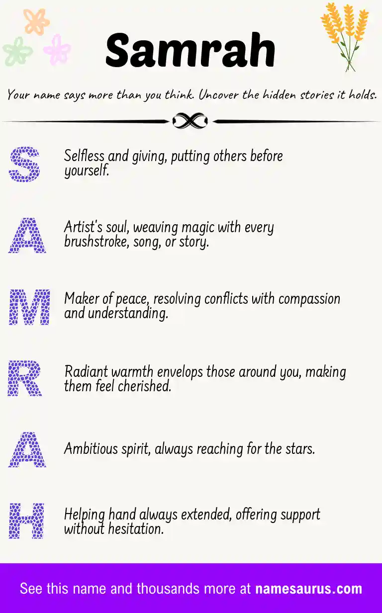 Acrostic poem about Samrah.