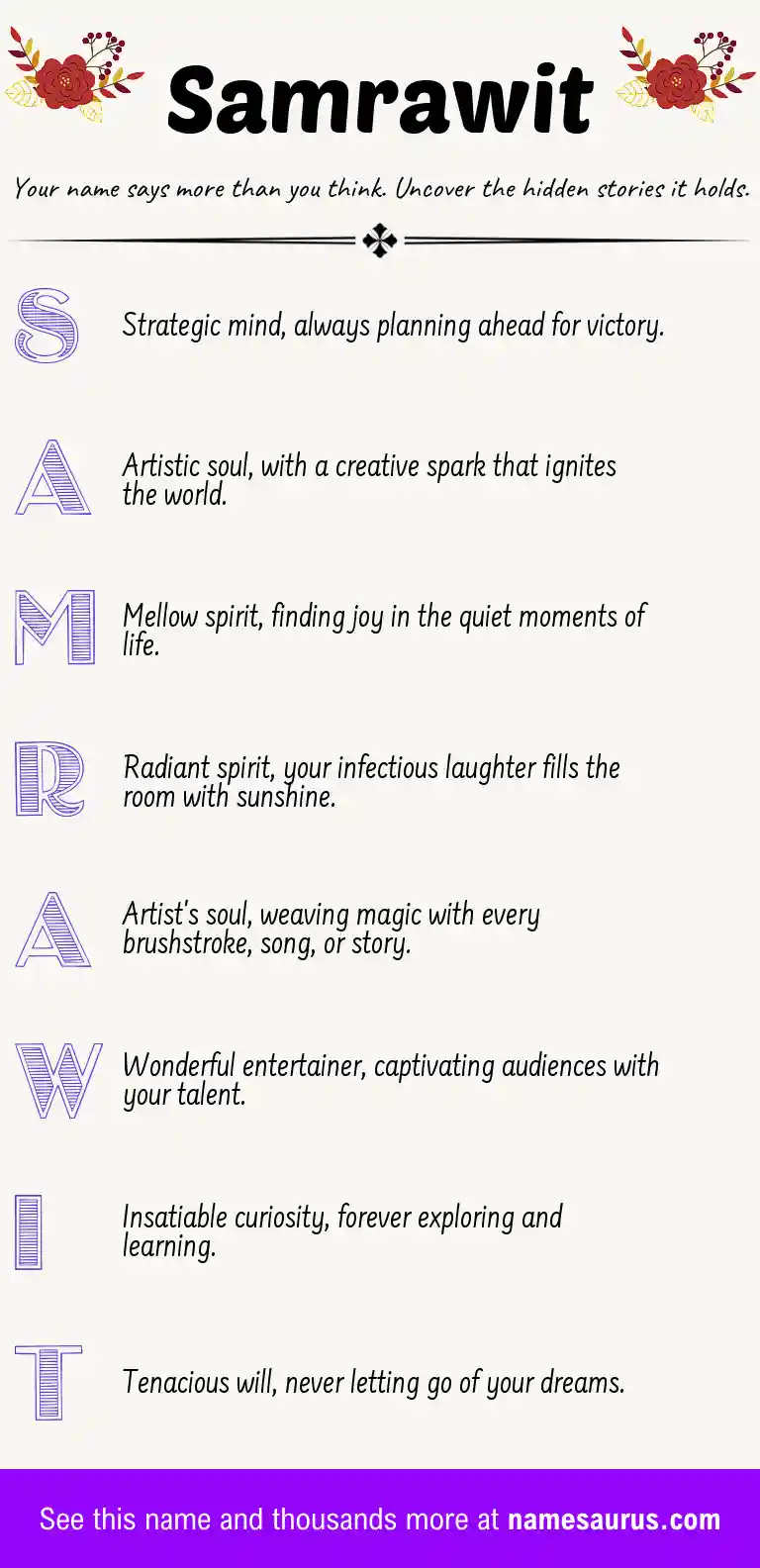Acrostic poem about Samrawit.