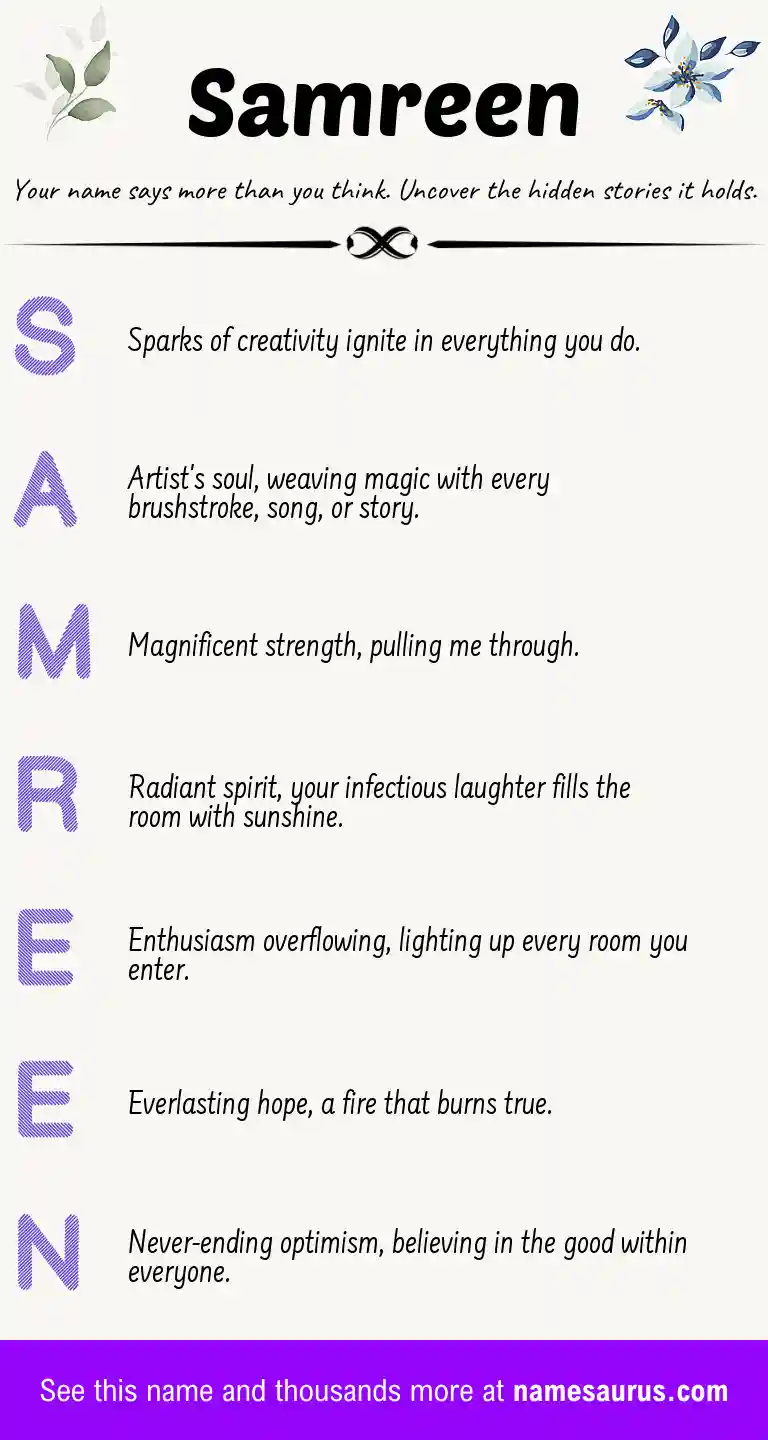 Acrostic poem about Samreen.