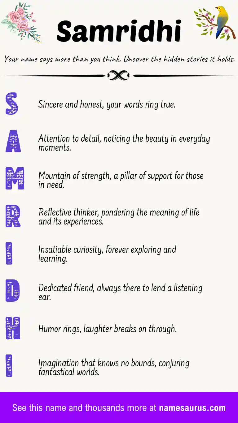 Acrostic poem about Samridhi.