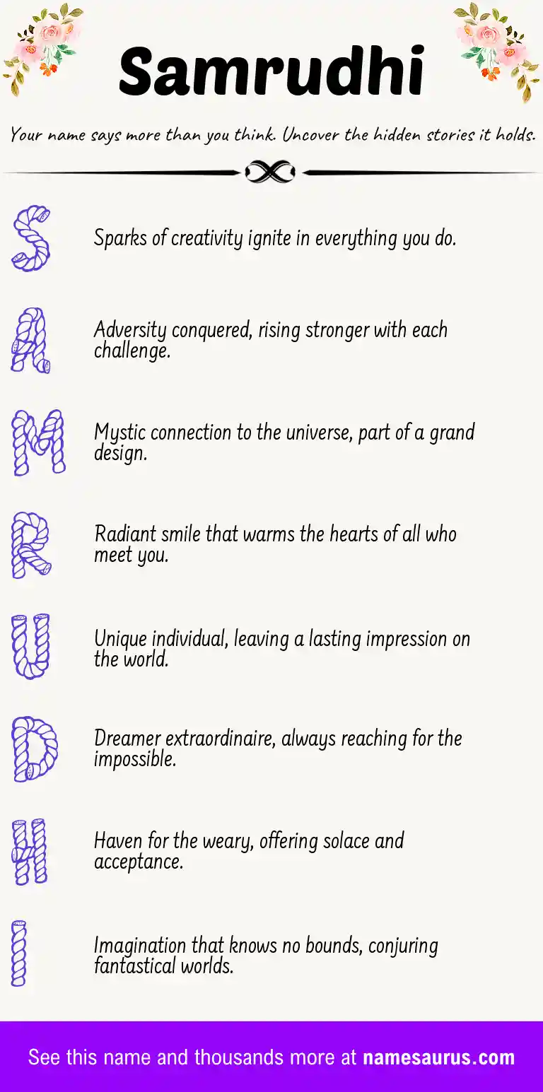 Acrostic poem about Samrudhi.