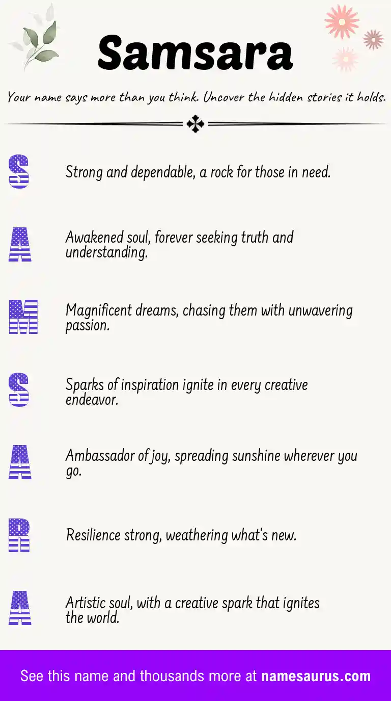 Acrostic poem about Samsara.
