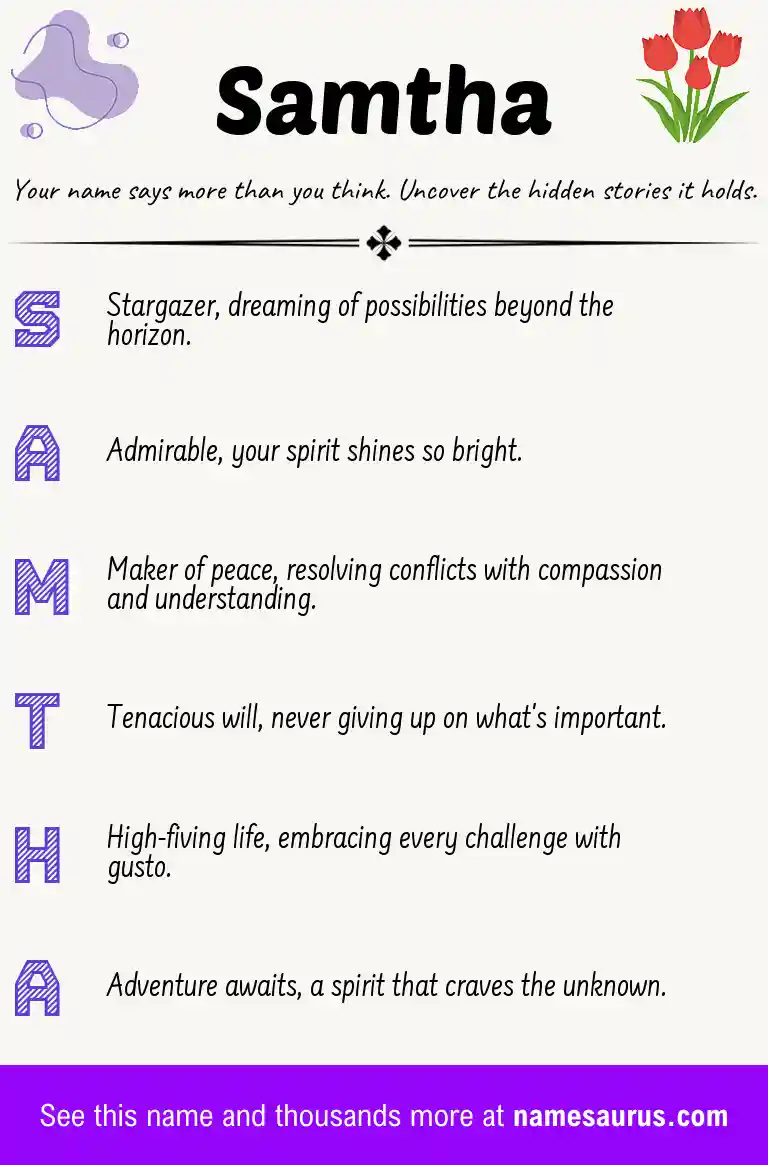 Acrostic poem about Samtha.