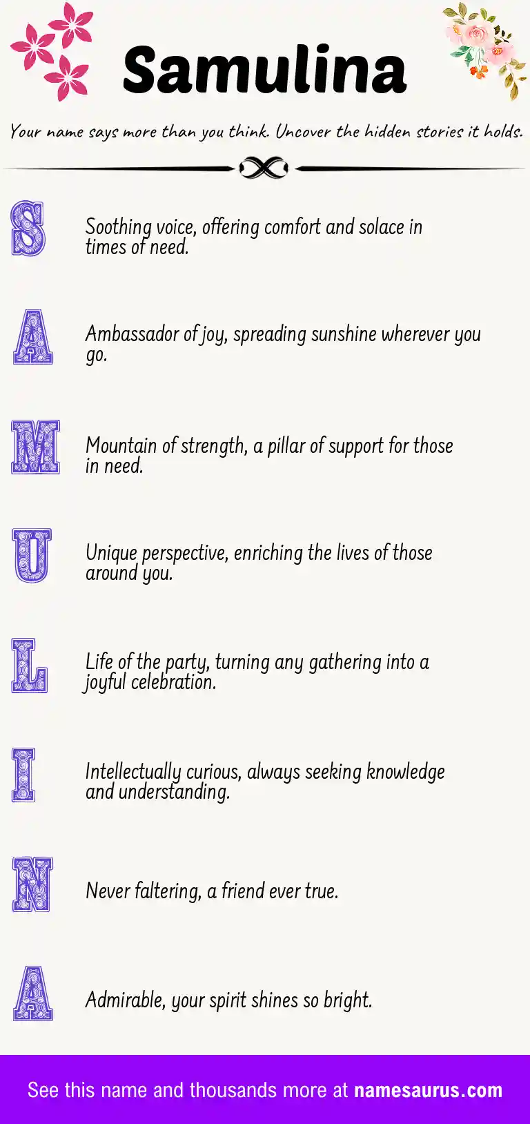Acrostic poem about Samulina.