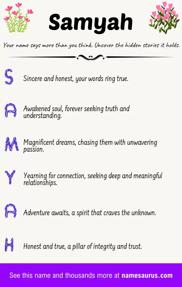 Acrostic poem about Samyah.