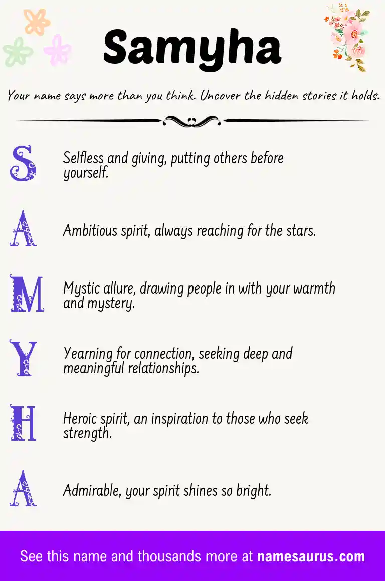 Acrostic poem about Samyha.