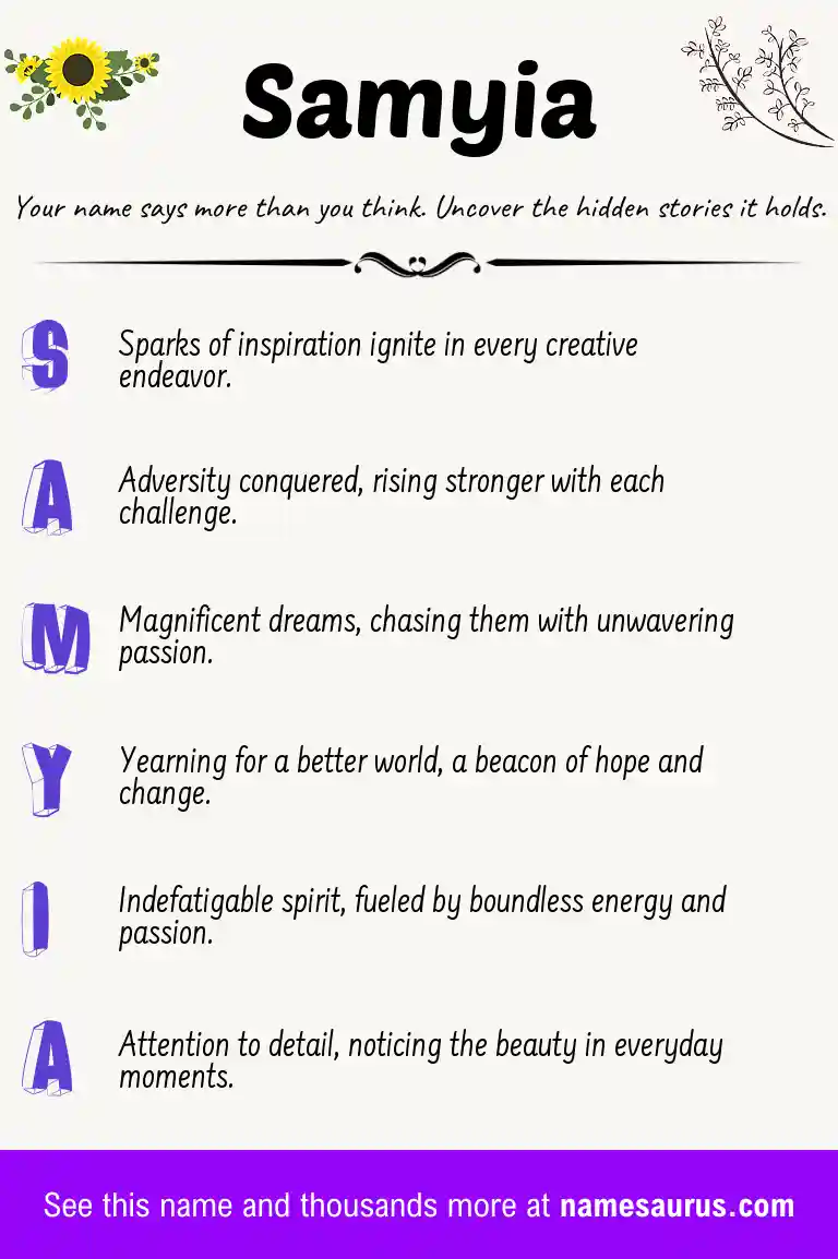 Acrostic poem about Samyia.