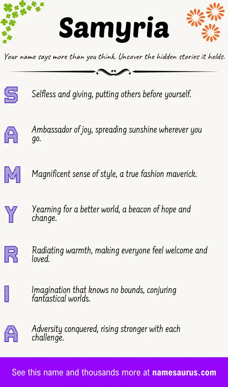Acrostic poem about Samyria.