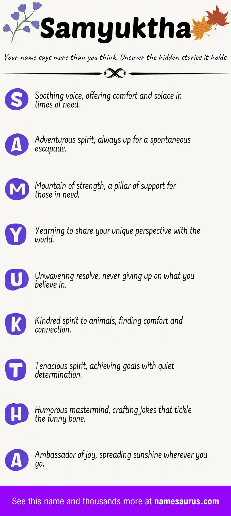Acrostic poem about Samyuktha.