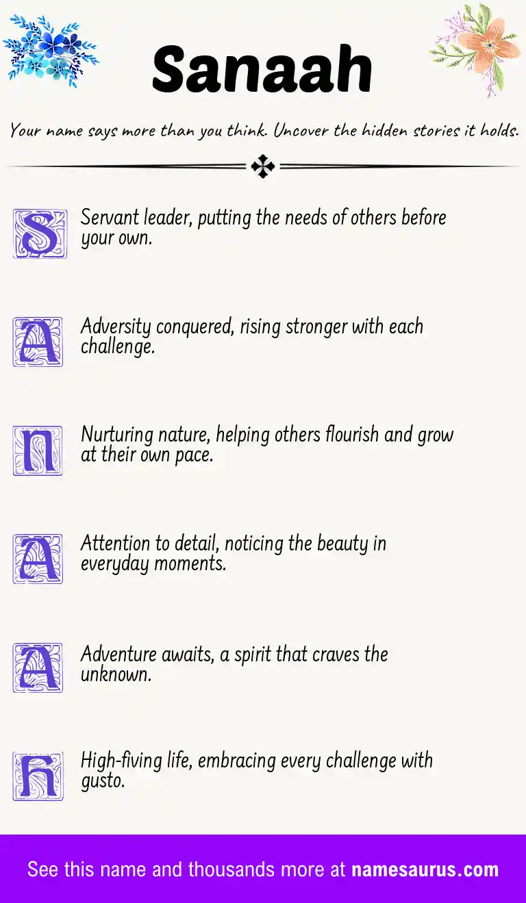 Acrostic poem about Sanaah.