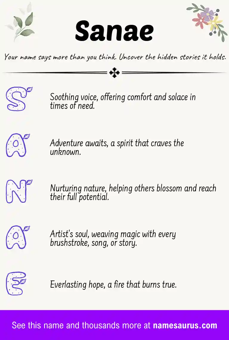 Acrostic poem about Sanae.