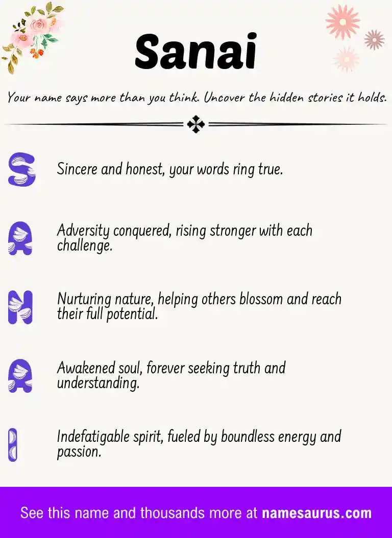 Acrostic poem about Sanai.