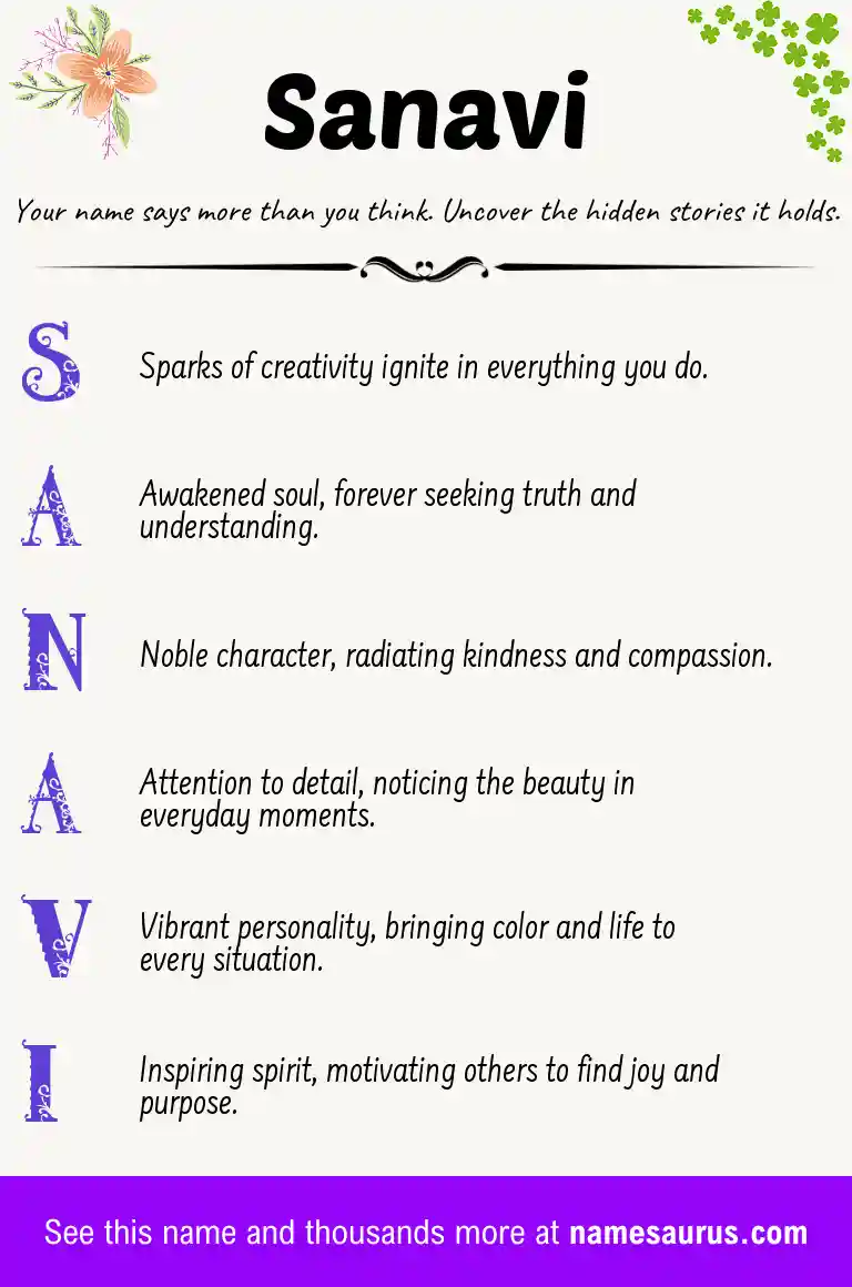 Acrostic poem about Sanavi.
