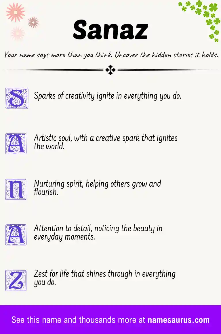 Acrostic poem about Sanaz.