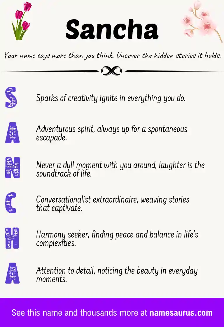 Acrostic poem about Sancha.