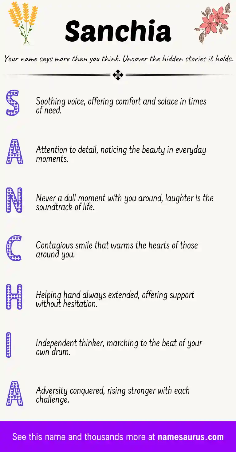 Acrostic poem about Sanchia.
