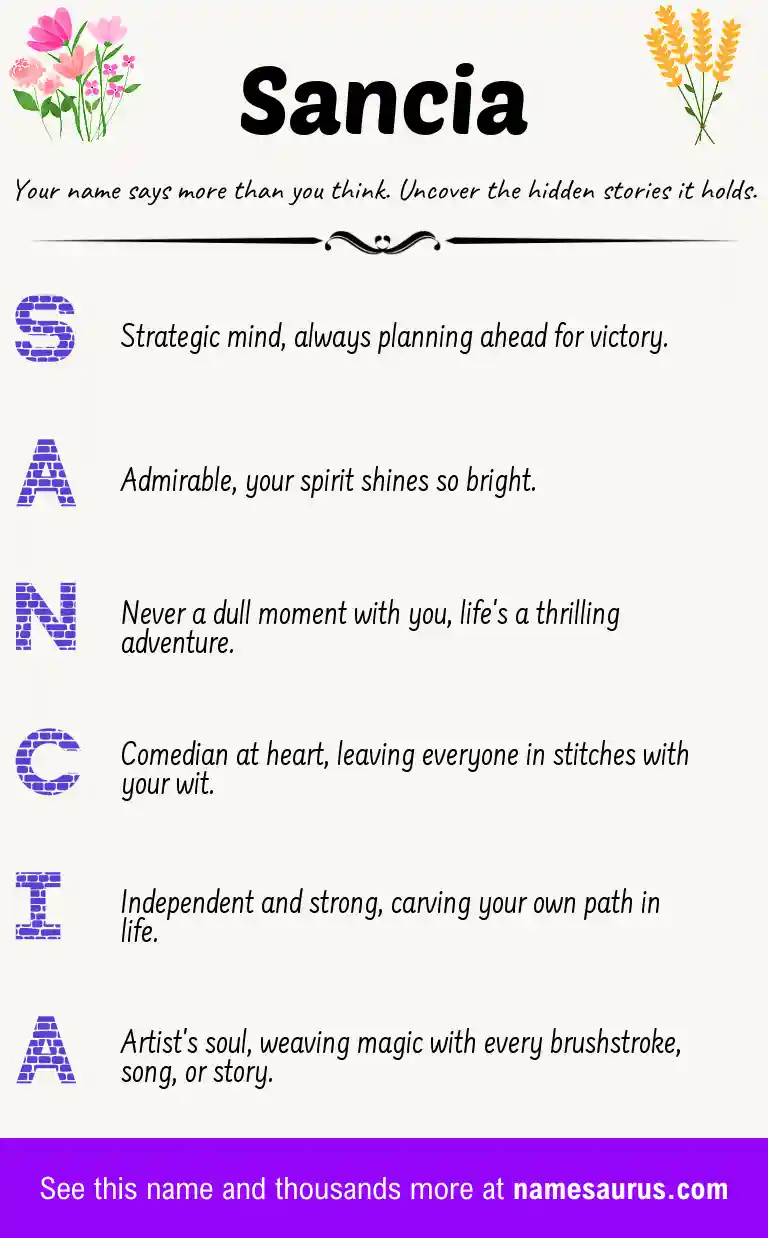 Acrostic poem about Sancia.