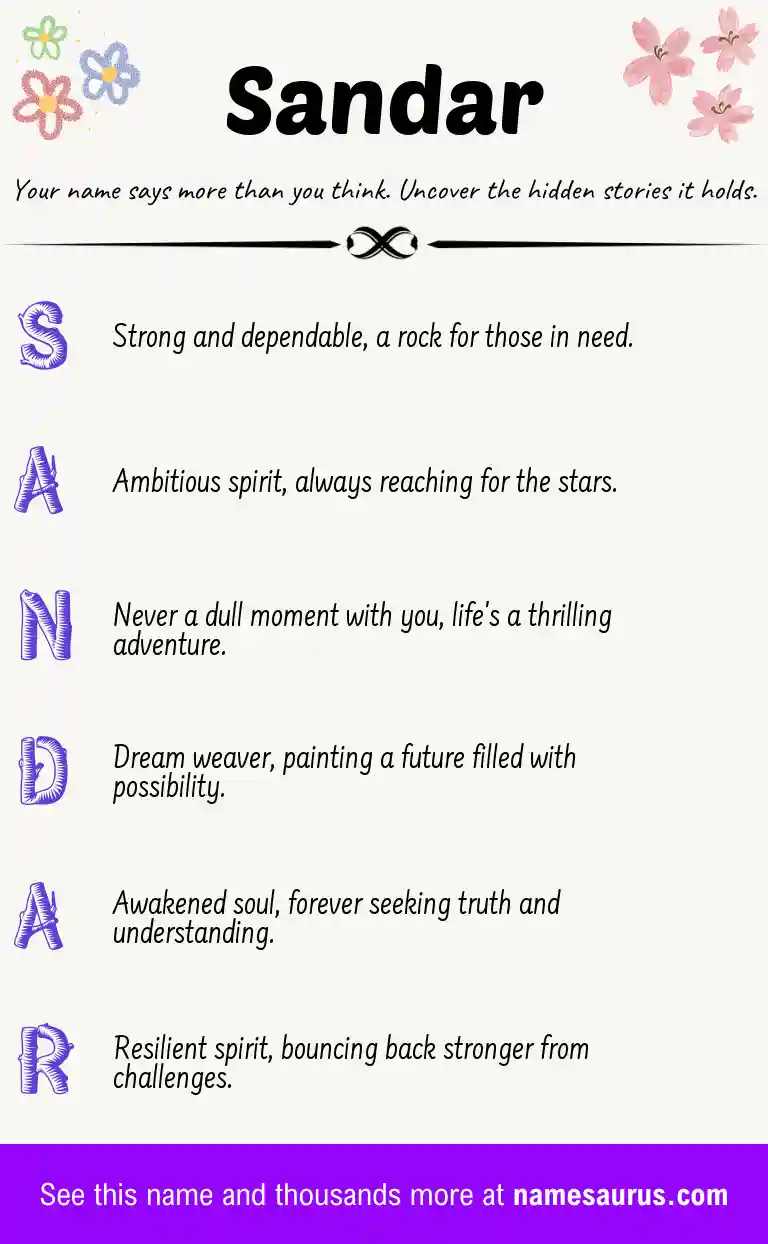 Acrostic poem about Sandar.