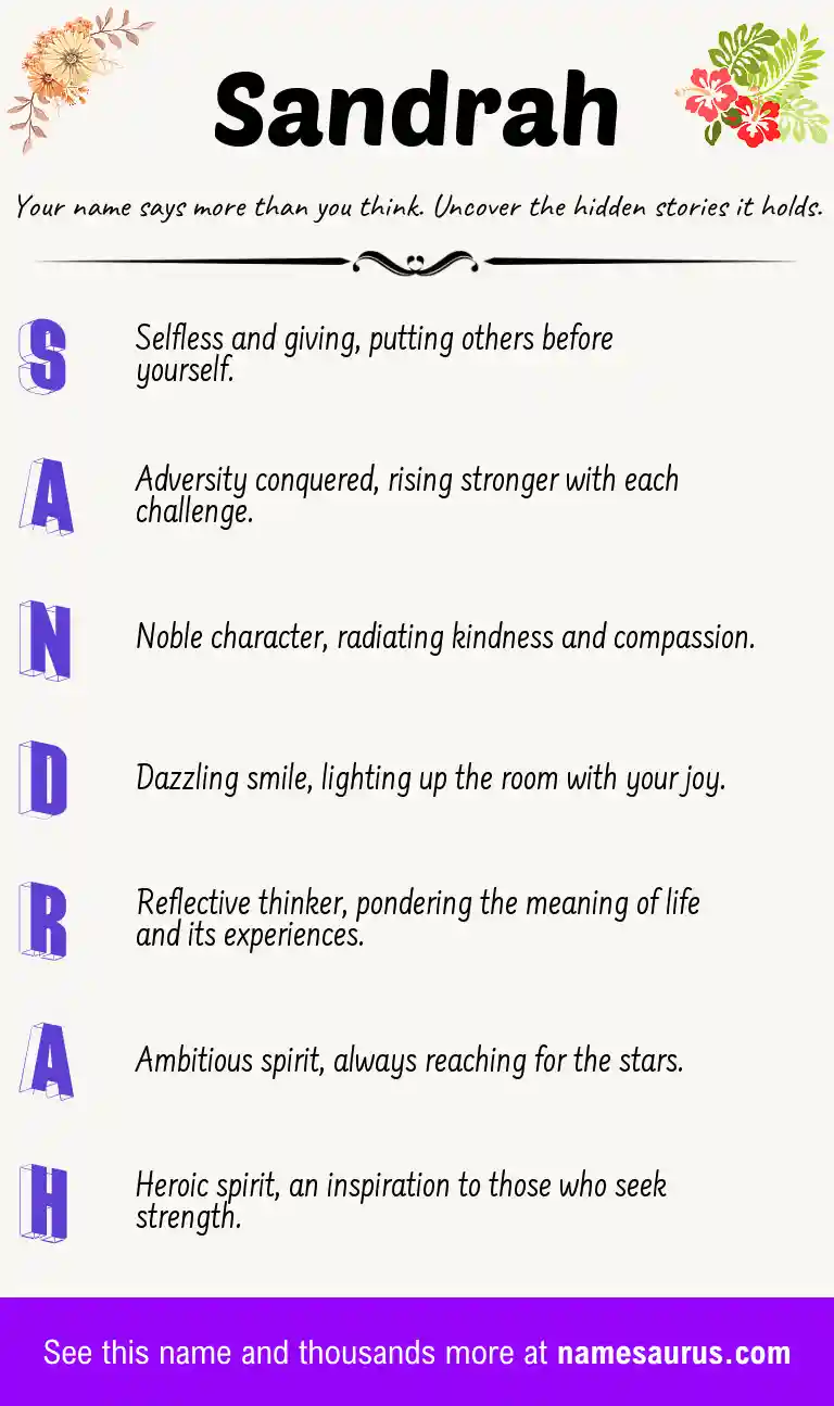 Acrostic poem about Sandrah.