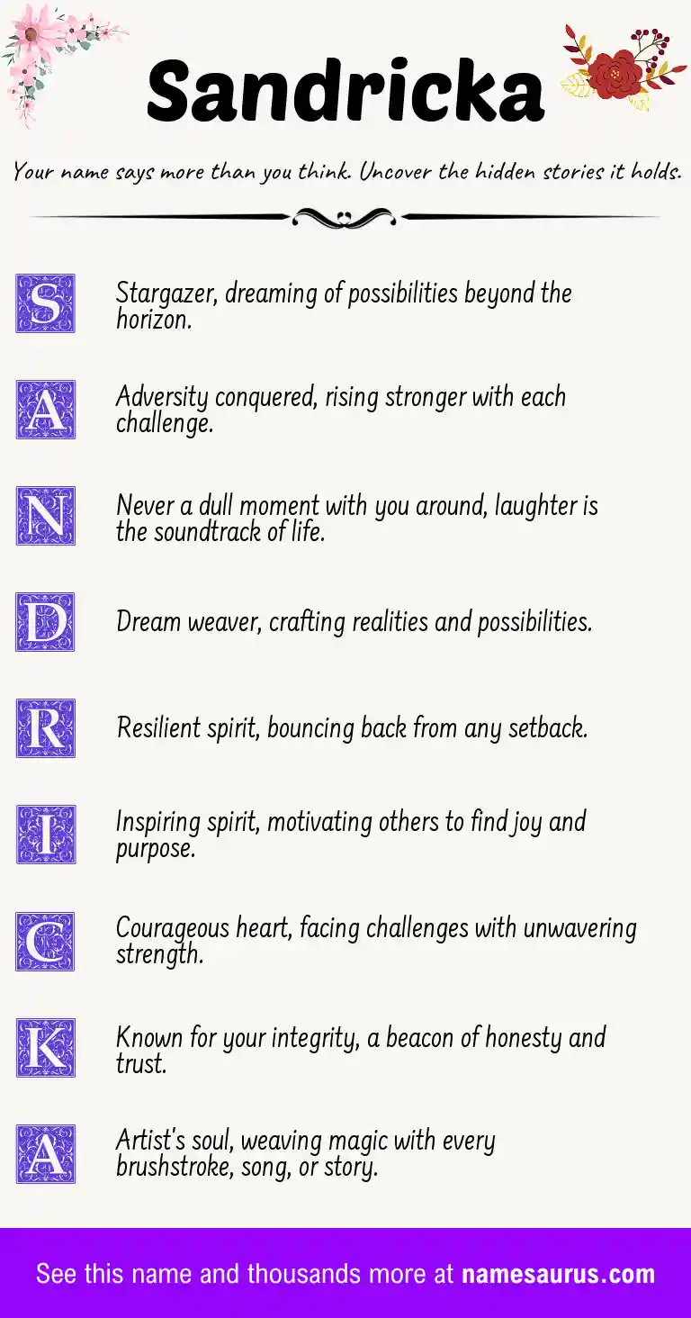 Acrostic poem about Sandricka.