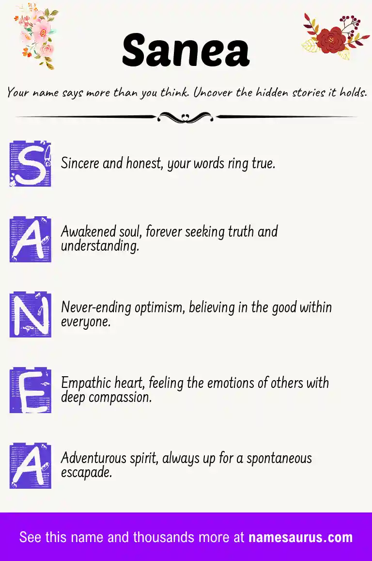 Acrostic poem about Sanea.