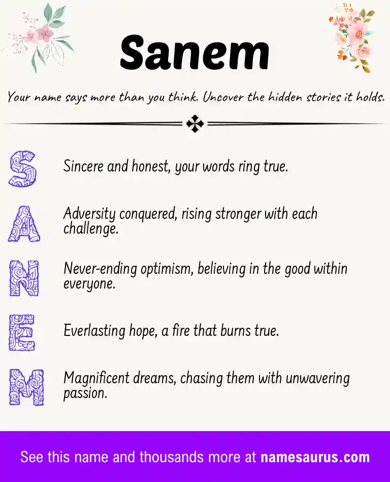 Acrostic poem about Sanem.
