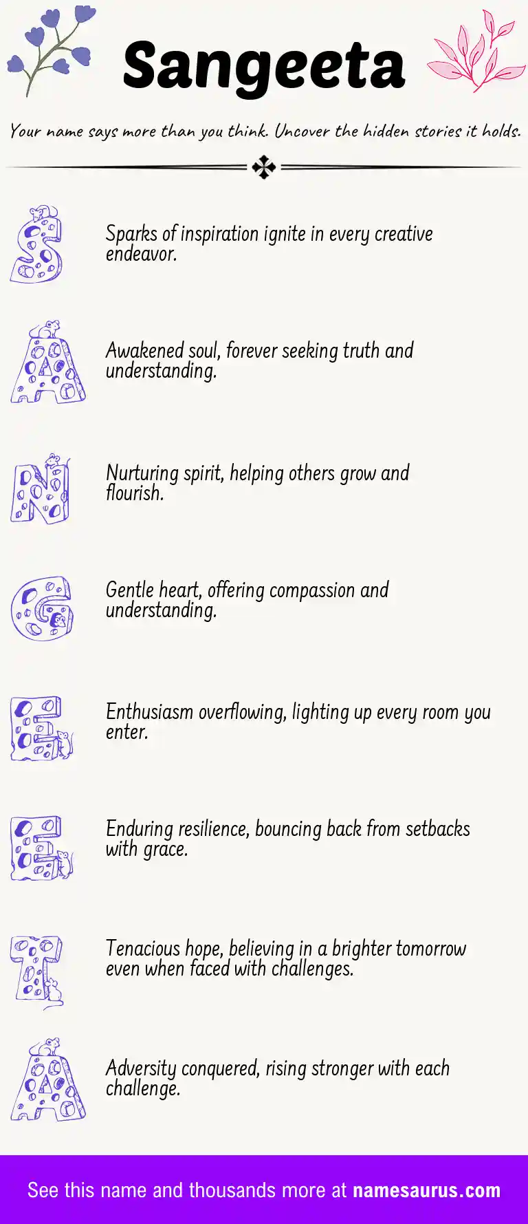 Acrostic poem about Sangeeta.