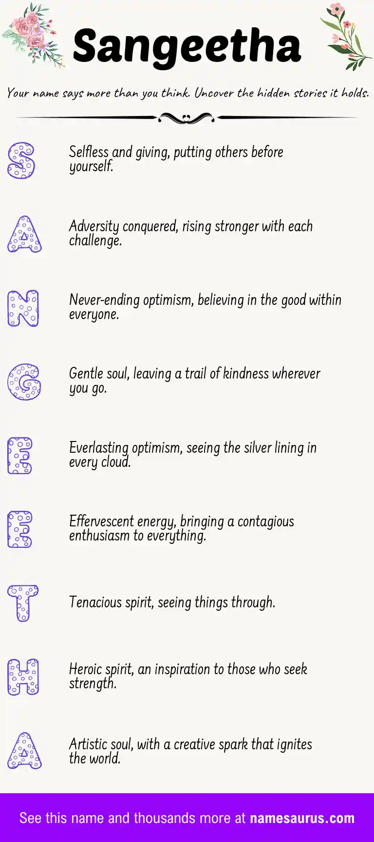 Acrostic poem about Sangeetha.