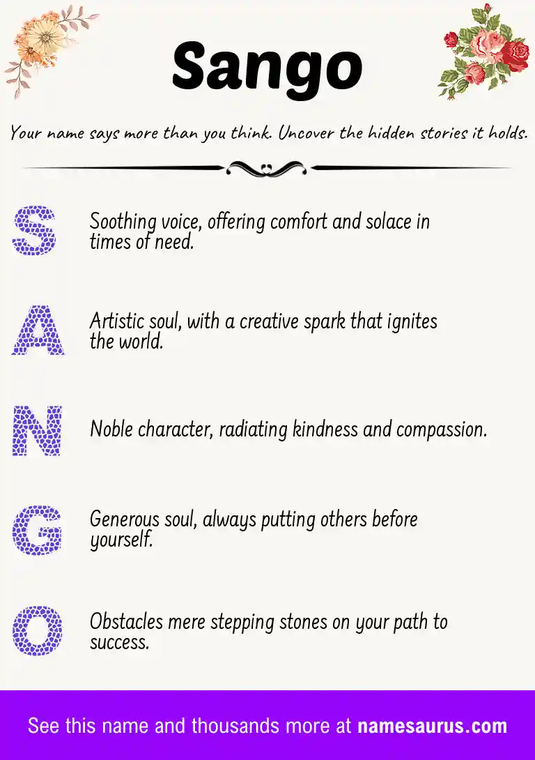 Acrostic poem about Sango.