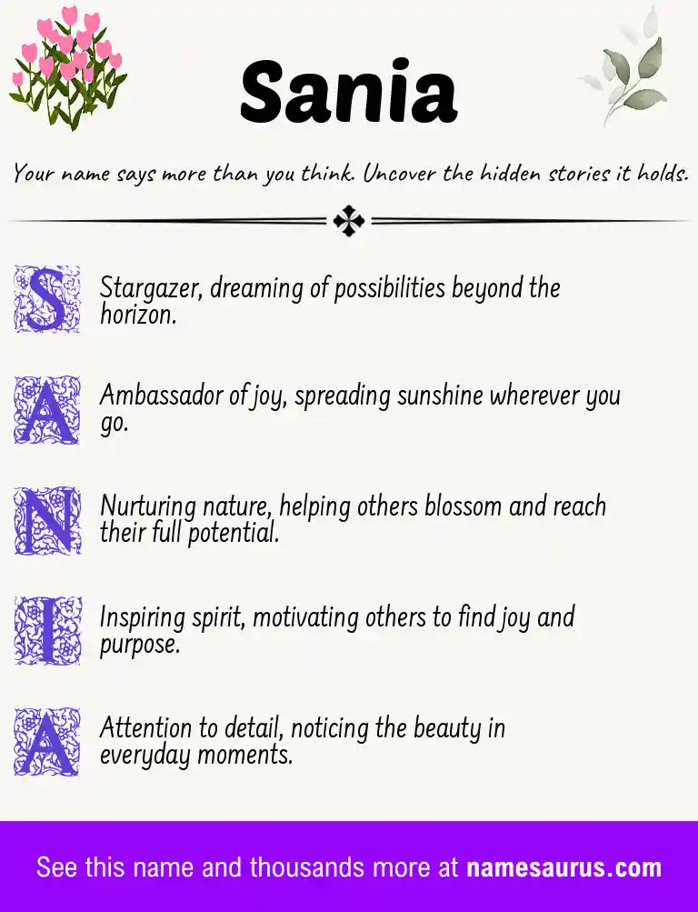 Acrostic poem about Sania.