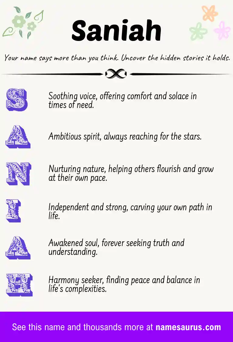Acrostic poem about Saniah.