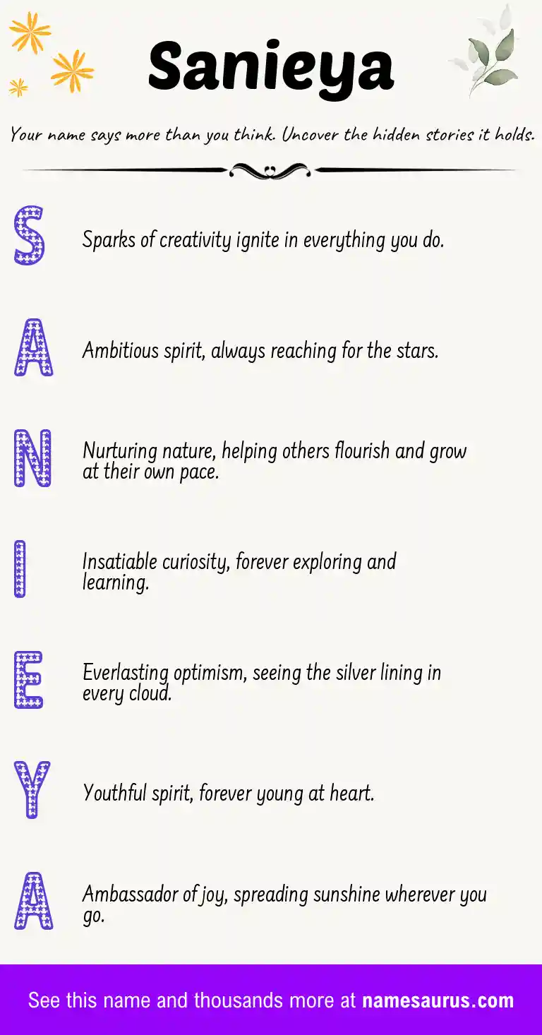 Acrostic poem about Sanieya.
