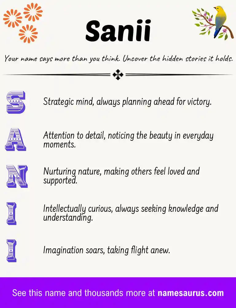 Acrostic poem about Sanii.