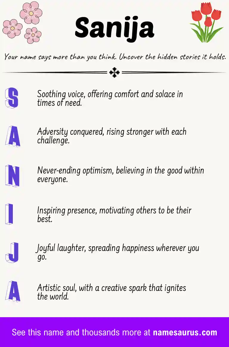 Acrostic poem about Sanija.