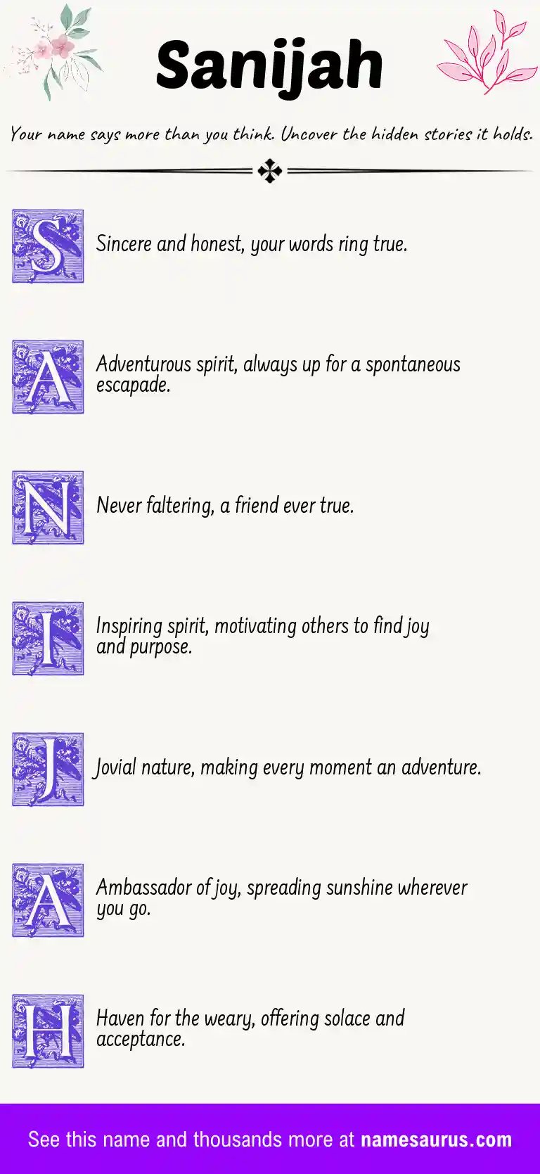Acrostic poem about Sanijah.